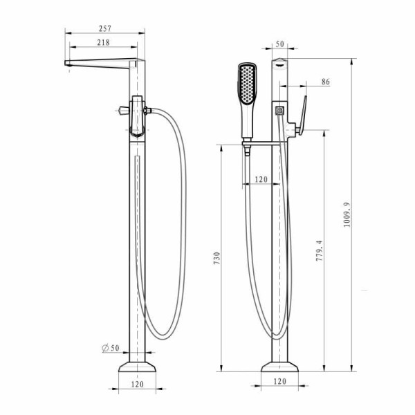 Смеситель напольный Boheme Venturino белый (389-W) Смеситель напольный Boheme Venturino белый (389-W)