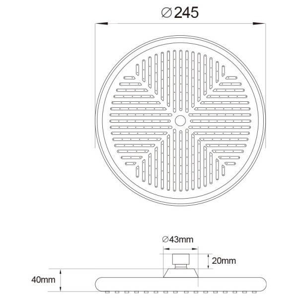 Верхний душ Melodia d245 мм черный (MKP27006Сbk)