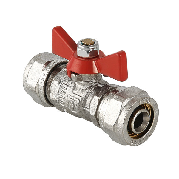 Кран 16х16 шаровый обжим Valtec (красная бабочка) VT.343.N.1616