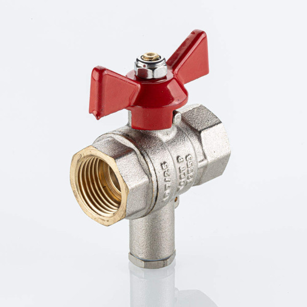 Кран 3/4" ВВ шаровый с патрубком под датчик температуры Valtec Base-ГОСТ (красная бабочка) VT.247S.N.05