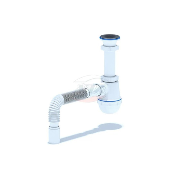 Сифон 40 мм. бутылочный АНИ "Грот" с выпуском 1 1/2"*70 мм., с гибкой трубой 40/40 АНИ пласт (A0105)