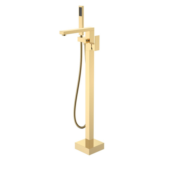 Смеситель напольный для ванны Boheme Qubic Gold (479-G)