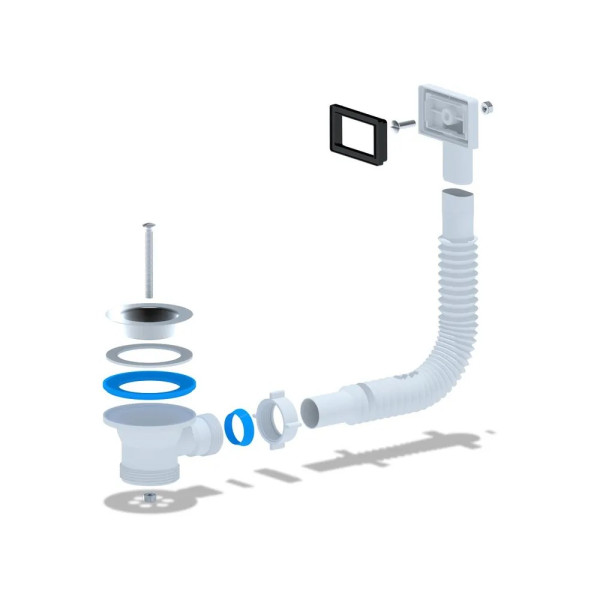 Выпуск для мойки 1 1/2"*70 АНИ с прямоугольным гибким переливом (нержавеющая решетка) АНИ пласт (N105S)