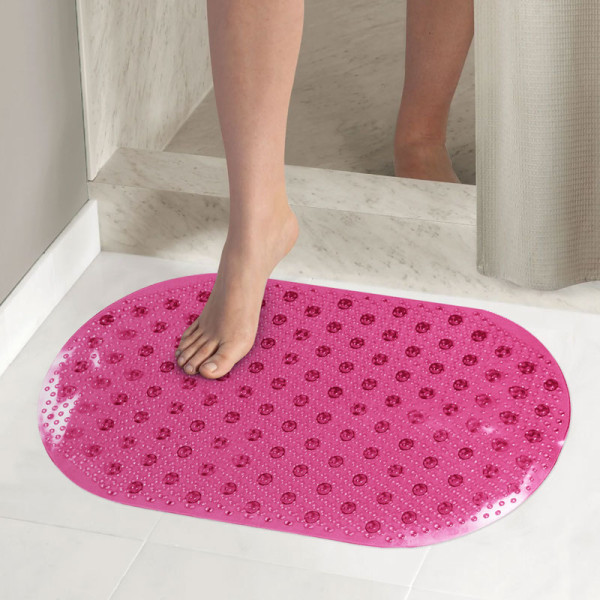 Коврик для ванной Melodia ПВХ Ellipse овал 67x36cм розовый (MK011)
