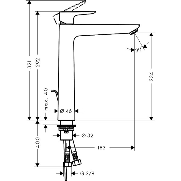 Смеситель для раковины Hansgrohe Talis E 240 золотой (71716990)