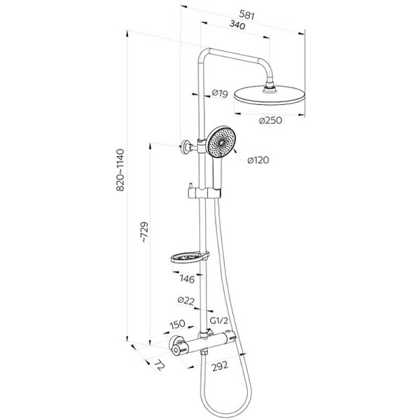Душевая система Milardo Ideal Spa хром (ILSSBTHM89)