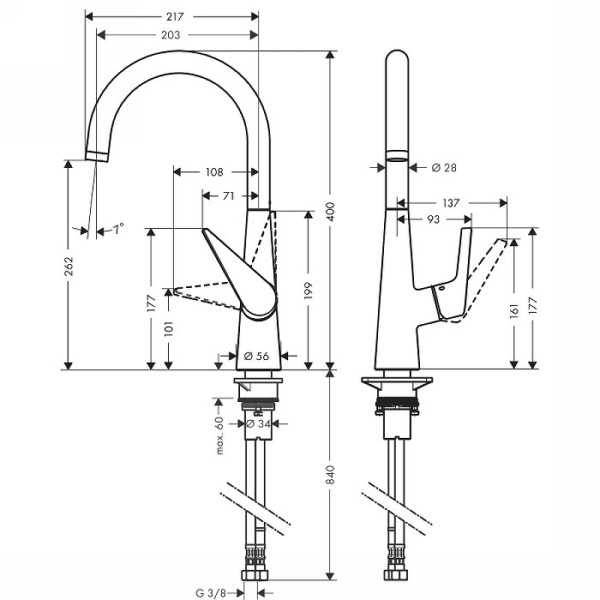 Смеситель для кухни Hansgrohe Talis S хром (72810000) Смеситель для кухни Hansgrohe Talis S хром (72810000)