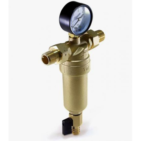 Фильтр с манометром самоочищающийся TIM 1/2" TIM латунь (JH-1001) Фильтр с манометром самоочищающийся TIM 1/2" TIM латунь (JH-1001)