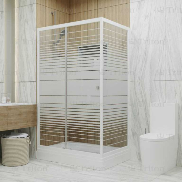 Душевой уголок Triton Фьюжн 1200*800*2020 стекло прозрачное с рисунком, профиль белый (DK248)