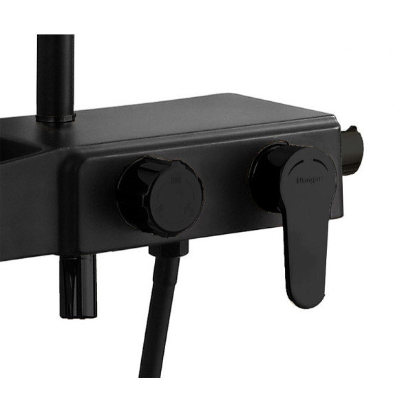 Душевая система Azario с поворотным изливом черная (AZ-801-2B)