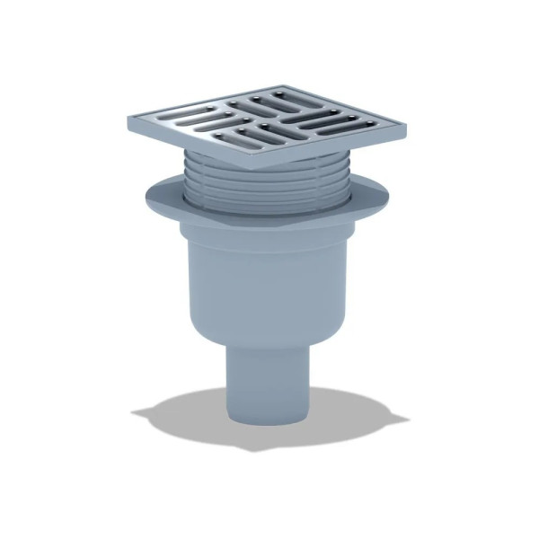 Трап вертикальный 50 мм. (120*120) АНИ регулируемый, с сухим затвором (решетка нерж.ст.) АНИ пласт (TQ5714)