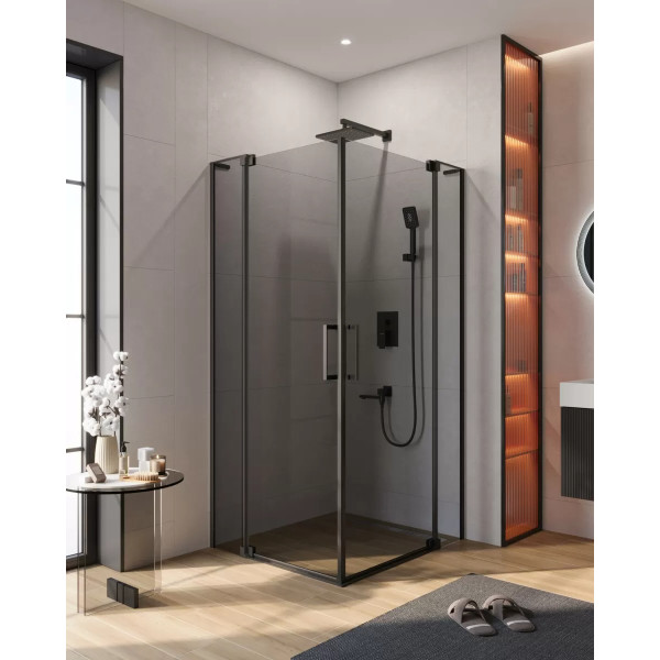 Душевой уголок Cezares Slider 80x100x195 стекло серый, профиль черный (SLIDER-AH-2-80/90-100/110-GRIGIO-NERO)