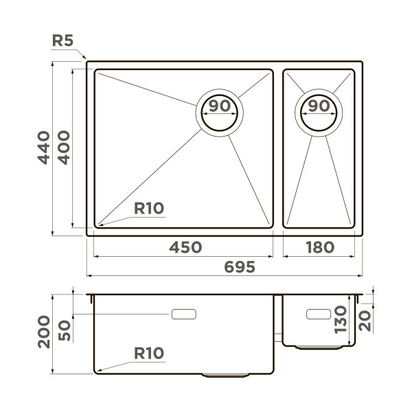 Мойка для кухни врезная Omoikiri Taki 69-2-U/IF-L Side-GB нерж. сталь/графит (4997050) Мойка для кухни врезная Omoikiri Taki 69-2-U/IF-L Side-GB нерж. сталь/графит (4997050)