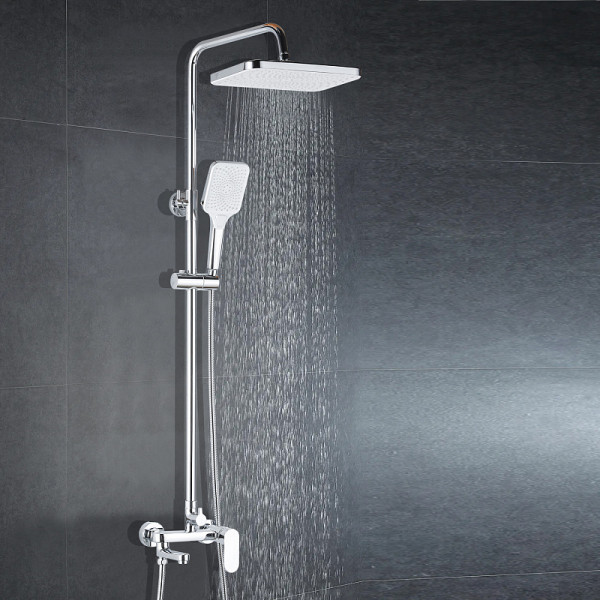 Душевая система Azario Arizona Square с лейкой, со смесителем, с изливом хром (AZ-20S)