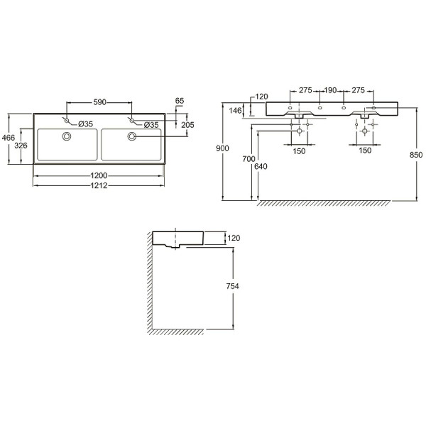 Раковина встраиваемая Jacob Delafon Vivienne 121,2x46,6 белая (EXBL112-00)