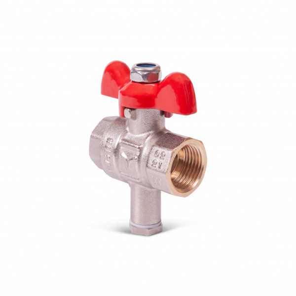 Кран 1/2" ВВ шаровый для подключения датчика температуры Pro Aqua (красная бабочка) (FWB73-F15-F15s) Кран 1/2" ВВ шаровый для подключения датчика температуры Pro Aqua (красная бабочка) (FWB73-F15-F15s)