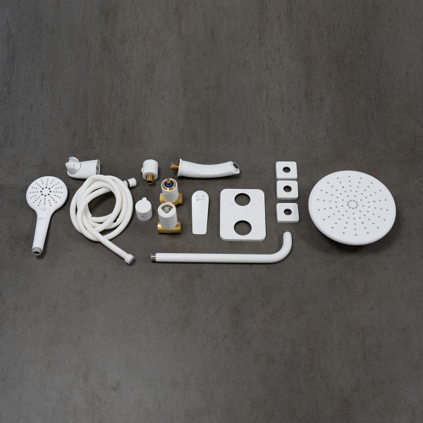 Смеситель для ванны и душа Lemark Bronx встраиваемый белый матовый (LM3722MW)