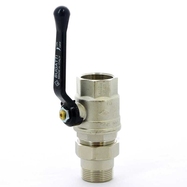 Кран Bugatti 1 1/4" шаровый со сгоном Oregon 320 (черная ручка) (03200038) Кран Bugatti 1 1/4" шаровый со сгоном Oregon 320 (черная ручка) (03200038)