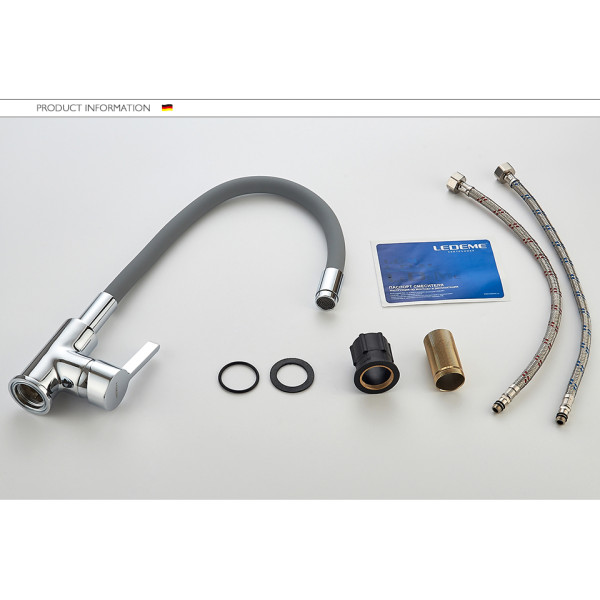 Смеситель для кухни Ledeme с гибким изливом (L4898-9) Смеситель для кухни Ledeme с гибким изливом (L4898-9)