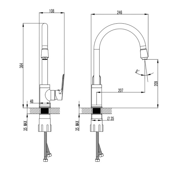 Смеситель для кухни Azario Elvis хром (AZ-WWK568155C)