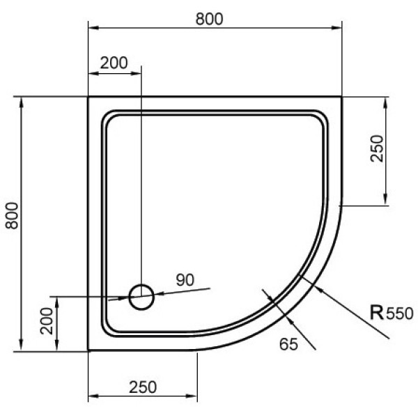 Душевой поддон Cezares SMC 80х80 (TRAY-M-R-80-550-35-W)