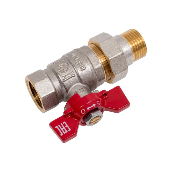Кран 1/2" шаровый со сгоном Rommer (ГОСТ, красная бабочка) RBV-0005-2510215 Кран 1/2" шаровый со сгоном Rommer (ГОСТ, красная бабочка) RBV-0005-2510215