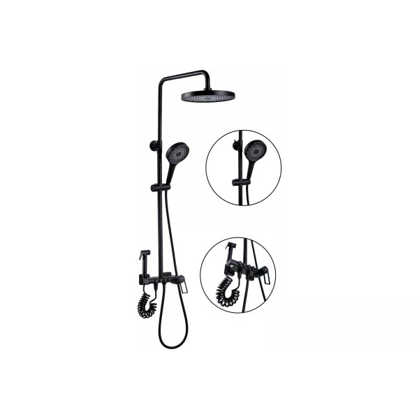 Душевая система Fashun с гигиенической лейкой черный (A2483-7) Душевая система Fashun с гигиенической лейкой черный (A2483-7)