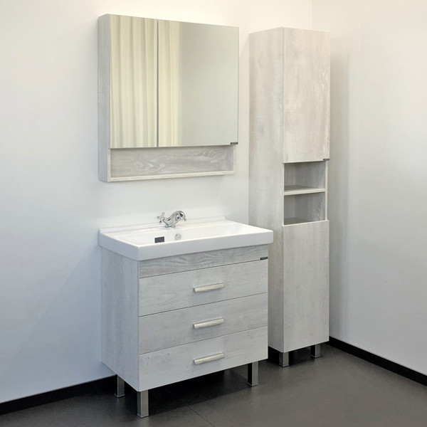 Тумба напольная Comforty Никосия 800x860x450 белый глянцевый с раковиной (00-00001510)