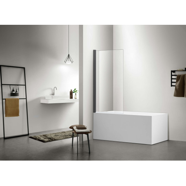 Душевая шторка на ванну Aquatek Дельта 80x150 стекло прозрачное, профиль оружейная сталь (AQ DEL SBA 08015GM)