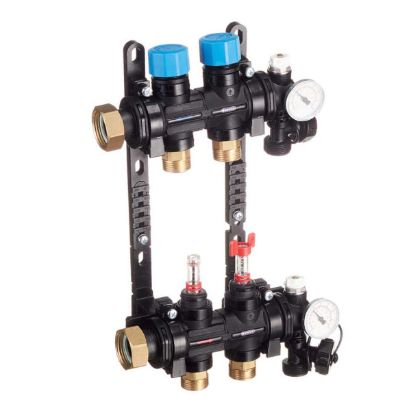 Коллекторная группа 2 отвода 1" с расходомерами и термометрами Henco (композит) (UFH-0605MDK02-03L)