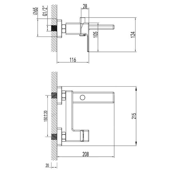 Смеситель для ванны и душа Azario Blake с душевым комплектом хром (AZ-VBT238205C)