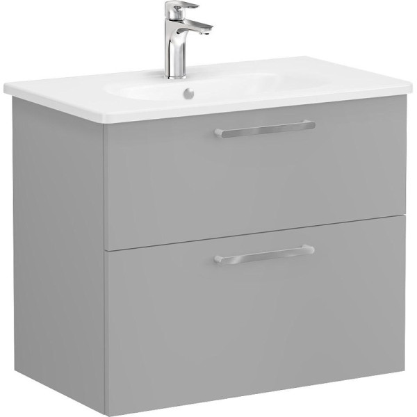 Тумба подвесная Vitra Root 80 см с квадратной раковиной 2 ящика матовый серый камень (68289)