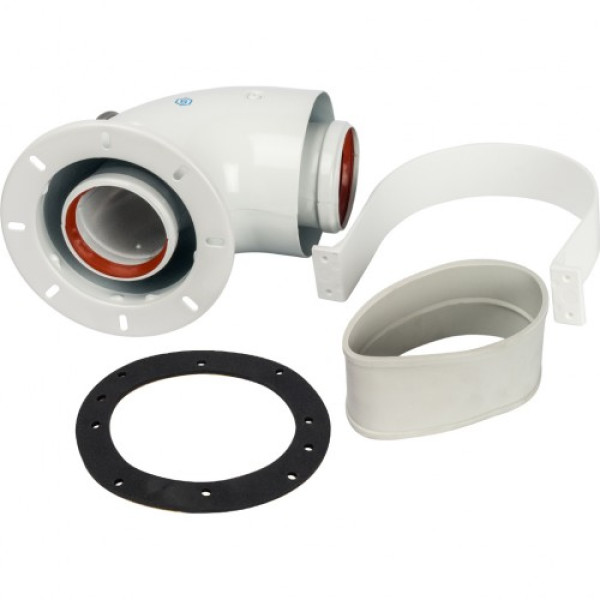 Элемент дымохода DN 60/100 адаптер для котла угловой 90° коаксиальный (совместимый с Bosch, Buderus)(с логотипом) SCA-6010-240190 Элемент дымохода DN 60/100 адаптер для котла угловой 90° коаксиальный (совместимый с Bosch, Buderus)(с логотипом) SCA-6010-240190