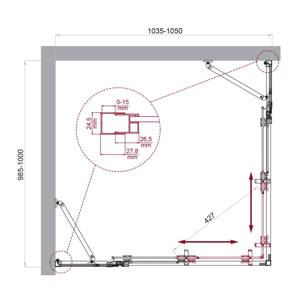 Душевой уголок BelBagno Luce 105x100x195 стекло прозрачное, профиль хром (LUCE-AH-22-105/100-C-Cr)