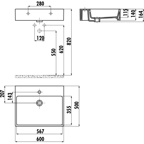 Раковина подвесная Creavit белая (NX260-00CB00E-0000) Раковина подвесная Creavit белая (NX260-00CB00E-0000)