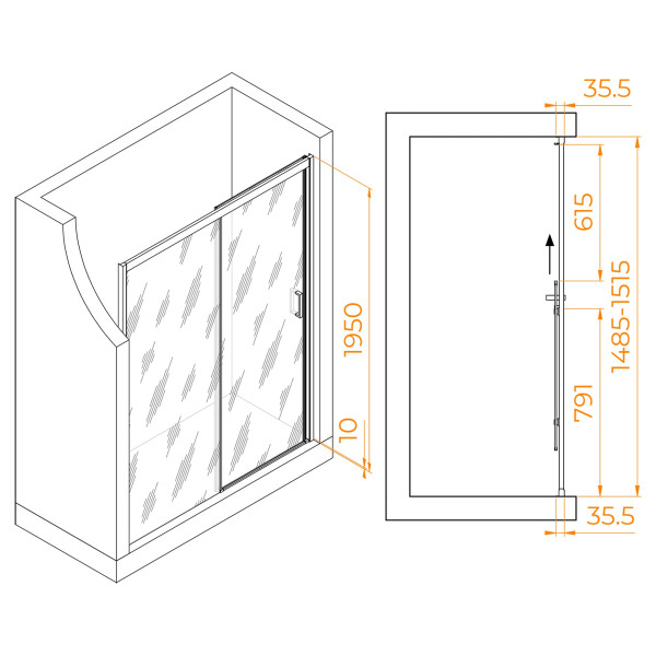 Душевая дверь RGW Passage 150x195 стекло прозрачное, профиль черный (350801715-14) Душевая дверь RGW Passage 150x195 стекло прозрачное, профиль черный (350801715-14)
