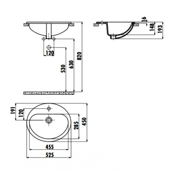 Раковина встраиваемая Creavit белая (TP225-00CB00E-0000) Раковина встраиваемая Creavit белая (TP225-00CB00E-0000)