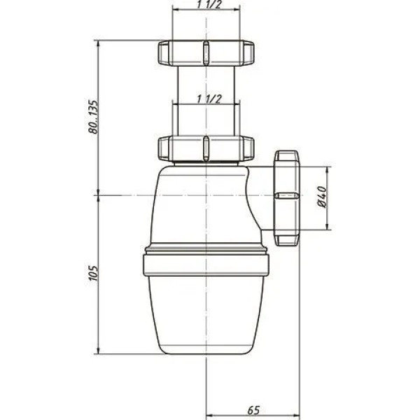 Сифон 40 мм. бутылочный АНИ "Грот" с 2-мя выпусками 1 1/2"*70 и отводом для стир.машины (разноуровневый) АНИ пласт (A4000) Сифон 40 мм. бутылочный АНИ "Грот" с 2-мя выпусками 1 1/2"*70 и отводом для стир.машины (разноуровневый) АНИ пласт (A4000)