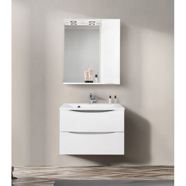 Зеркало с подсветкой BelBagno Marino L 70x750 с полкой, c ящиком (MARINO-SPC-700/750-1A-BL-P-L)