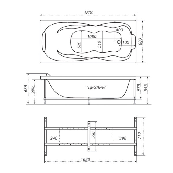 Ванна акриловая Triton Цезарь 180х80 Ванна акриловая Triton Цезарь 180х80