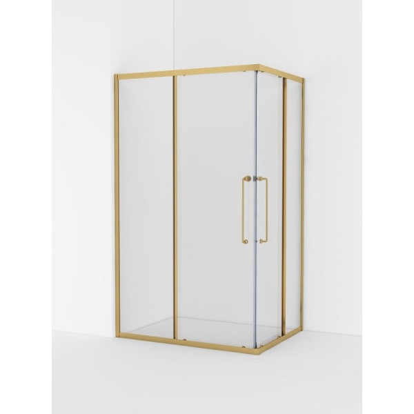 Душевой уголок Cezares Relax 304 120x90x200 стекло прозрачное, профиль брашированное золото (RELAX-304-AH-2-120/90-C-BORO)