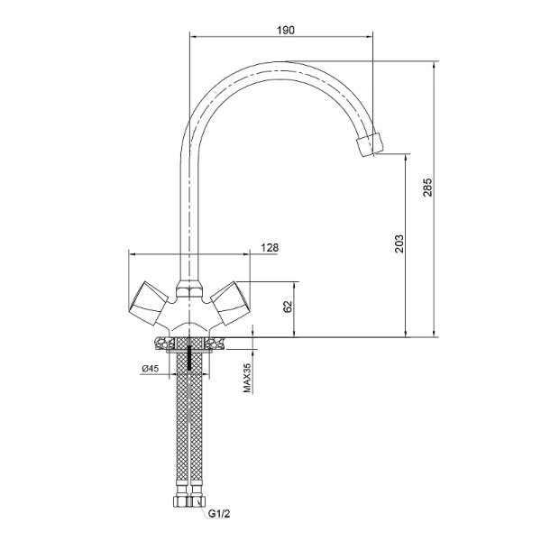Смеситель для кухни Wesnaart Teplo хром (TEP04-110)