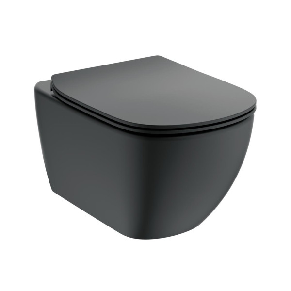 Инсталляция для подвесного унитаза Ideal Standard Tesi с унитазом, с сиденьем микролифт, черный шелк (T3868V1)