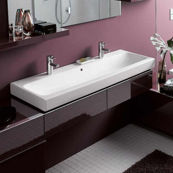 Раковина подвесная Geberit iCon 120x48,5 с двумя отверстиями, белая (124020000) Раковина подвесная Geberit iCon 120x48,5 с двумя отверстиями, белая (124020000)