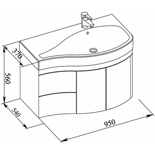 Тумба подвесная Aquanet Сопрано 95 R белый (2 дверцы 2 ящика) (00169633)