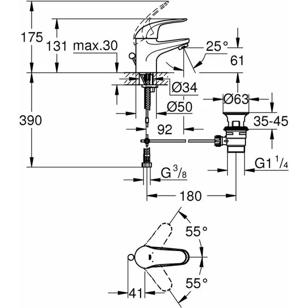 Смеситель для раковины Grohe Start Eco (хром)