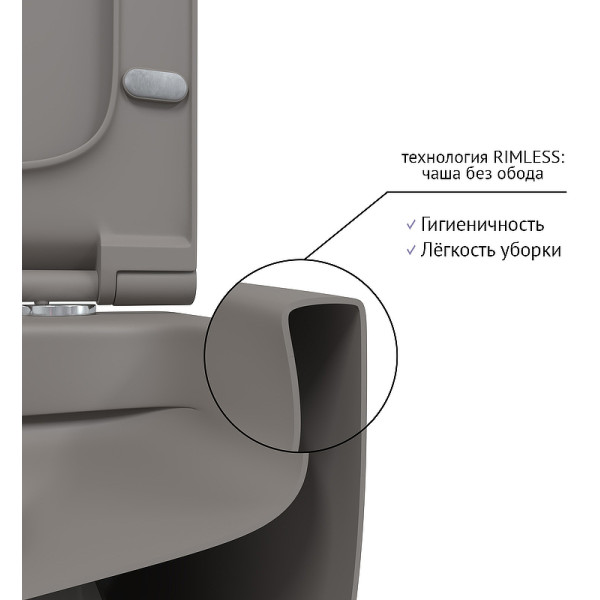 Унитаз подвесной Berges Ego XL 540*360*330 серый (083216) Унитаз подвесной Berges Ego XL 540*360*330 серый (083216)