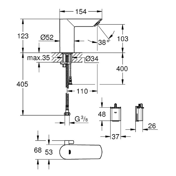 Смеситель для раковины Grohe Bau Cosmopolitan E хром (36451000) Смеситель для раковины Grohe Bau Cosmopolitan E хром (36451000)