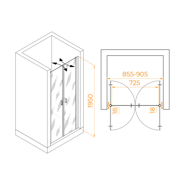 Душевая дверь RGW 90x195 стекло прозрачное, профиль золото BRUSH (060810409-16) Душевая дверь RGW 90x195 стекло прозрачное, профиль золото BRUSH (060810409-16)