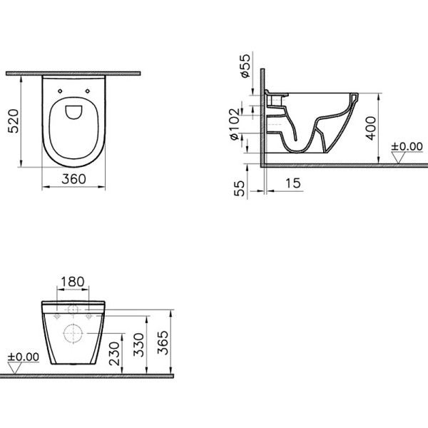 Унитаз подвесной Vitra S50 Rim-Ex безободковый, с бидеткой (7740B003-0850)